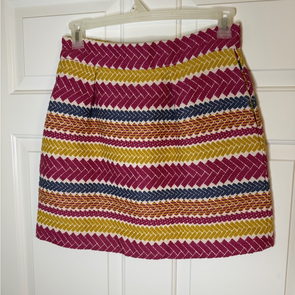 Anthropology Nomad Morgan Carper Jacquard Mini Skirt Pockets Zip Back Sz Med